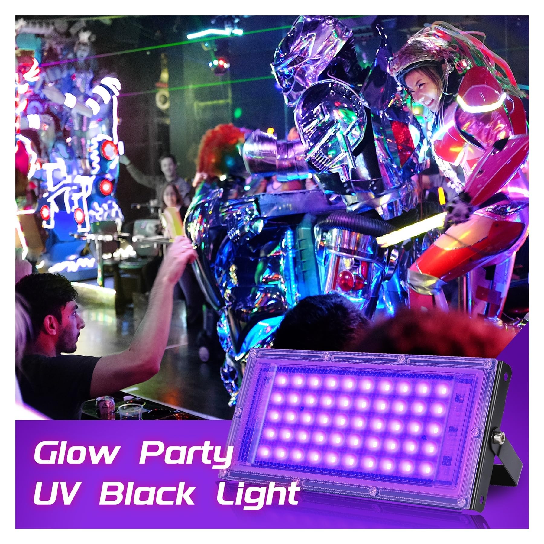 Luz negra UV LED for exteriores, 50 W, 100 W, 150 W, 395 nm, for discotecas, fiestas y escenarios. Con alta eficiencia de curado(2 Pack 150W_395nm)