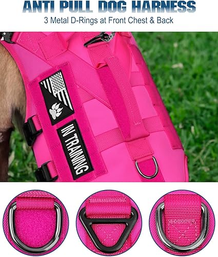 Miniatura 4 de PETNANNY Arnés táctico para perros, chaleco de servicio para perros de razas grandes, panel de gancho y bucle para parches para perros de servicio,