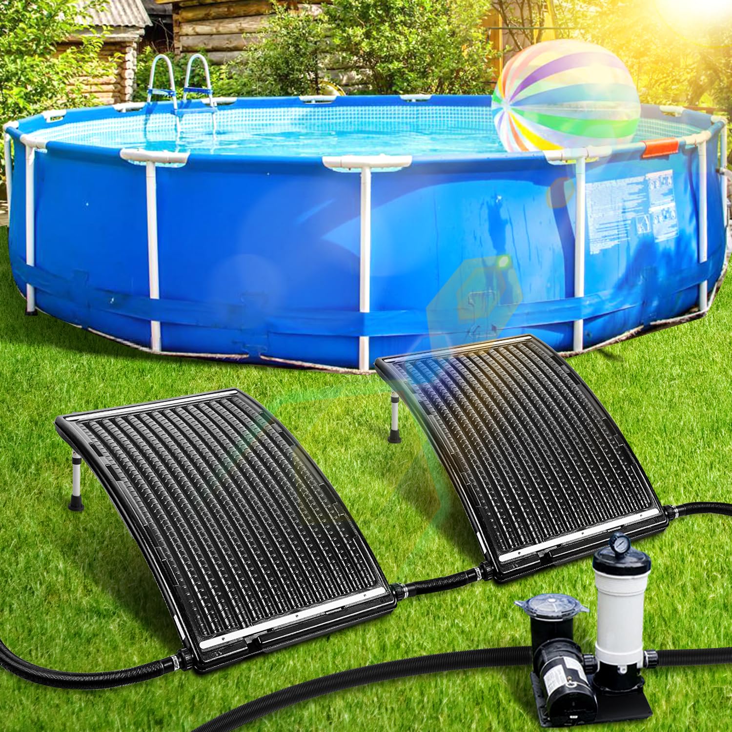 Fiqops Pannello solare per piscina, 110 x 69 x 14 cm, riscaldamento solare per piscina