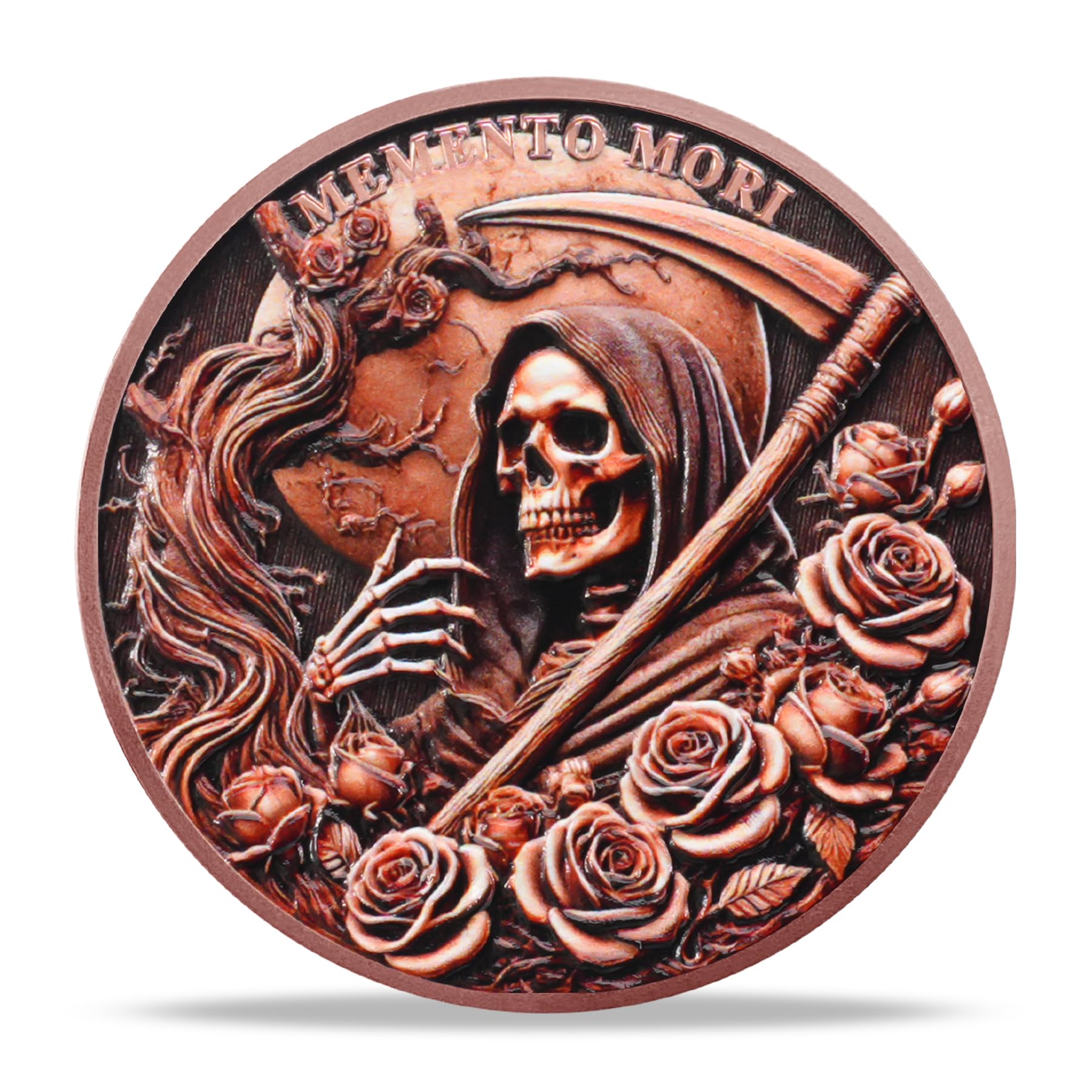 RYUKENLM Memento Mori Coin Skull Challenge Coins Stoic Reminder Token Inspiring Stoicism Gifts for Daily Practice EDC Carpe Diem Coins