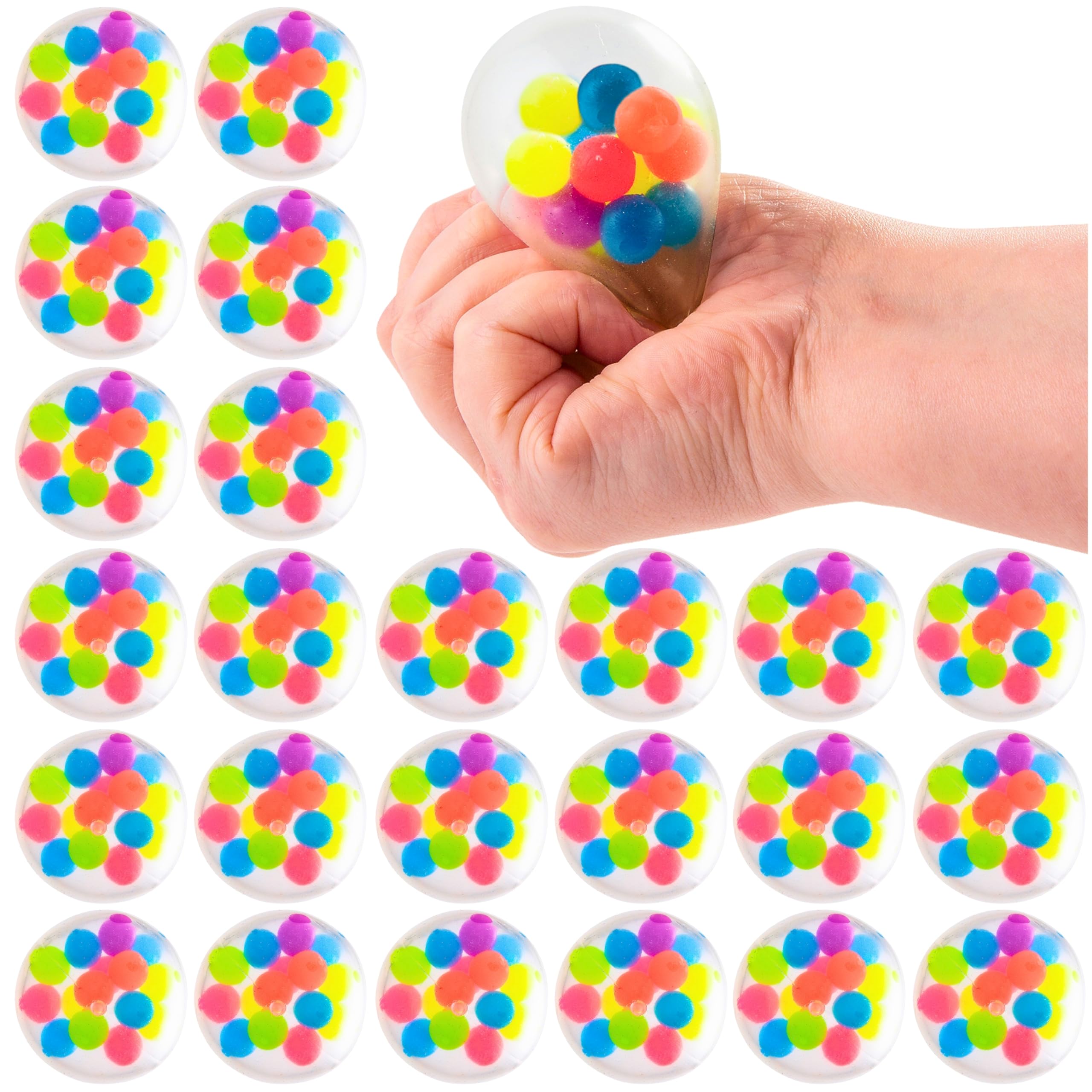 Vibrant Assorted Color Squishy Rubber Sensory Beans Balls - 3" (Pack of 24) - Fun and Calming Design, Perfect for Stress Relief, Relaxation, and Prizes