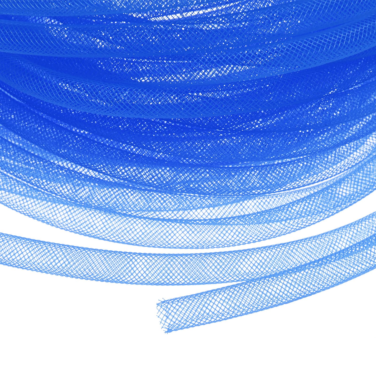M METERXITY Mesh Tube Ribbon 25 Yards, 8mm Elastic Fabric Ribbons Mesh Tubing for Crafts/Gift Wrapping/Flower Bouquets/Wedding/Birthday/Holiday/Wreaths Christmas/Decoration[Blue]