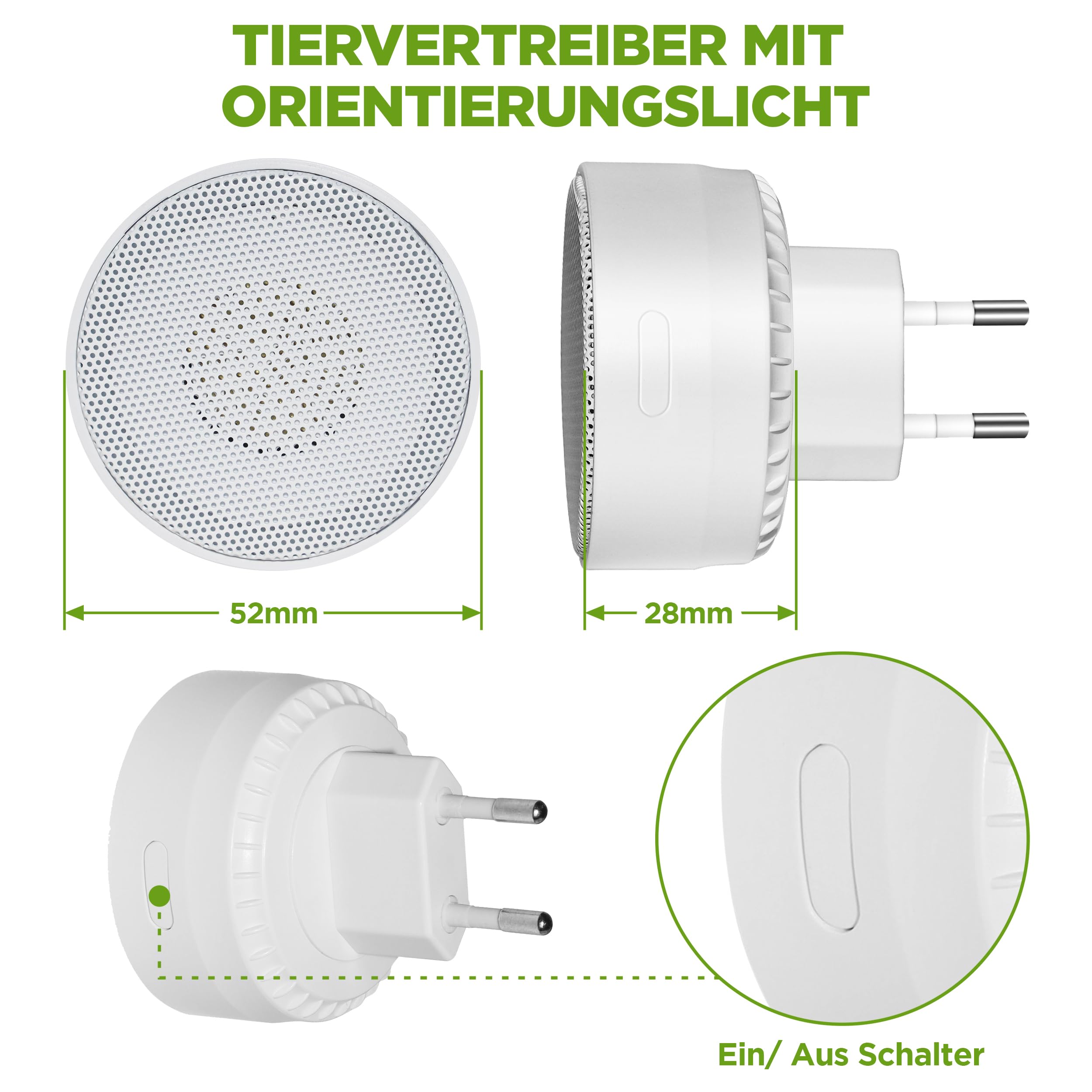 ISOTRONIC Ultraschall Mäuseabwehr zum Mäuse & Ratten vertreiben – Schädlingsvertreiber für Innenräume inkl. Orientierungslicht – Mäuseschreck ohne Gift & Mausefalle – 30m² Wirkungsbereich (1 Stück)