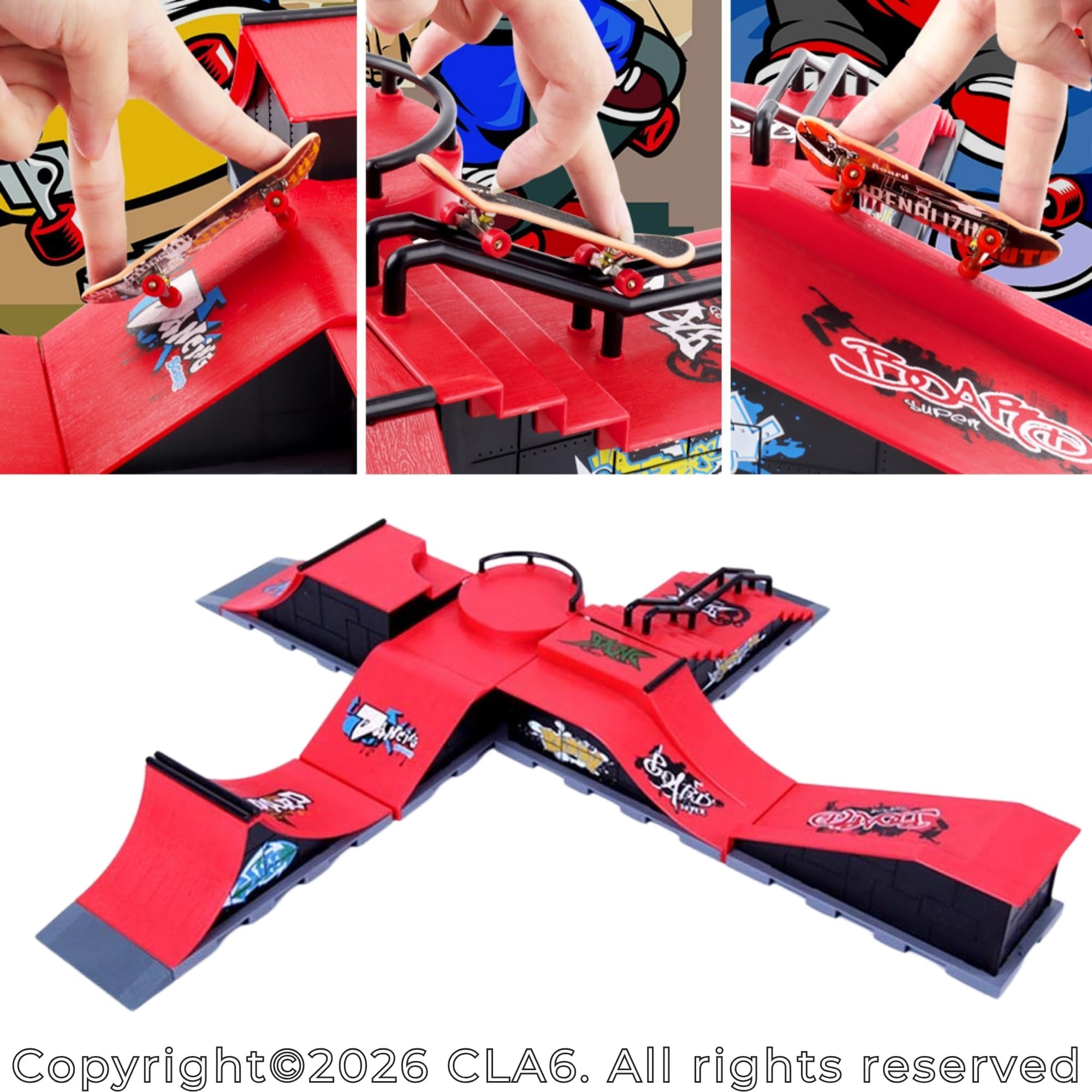 CLA6 Mini Skatepark Kit | Beginner Fingerboard | Complimentary Tools, Wheels and eBook | 1
