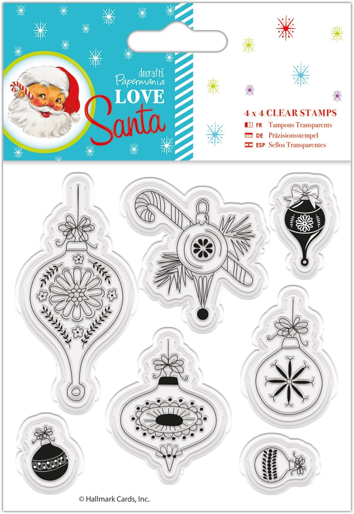 Love Santa Docrafts Baubles Clear Stamps, Multi-Colour, 4 x 4-Inch