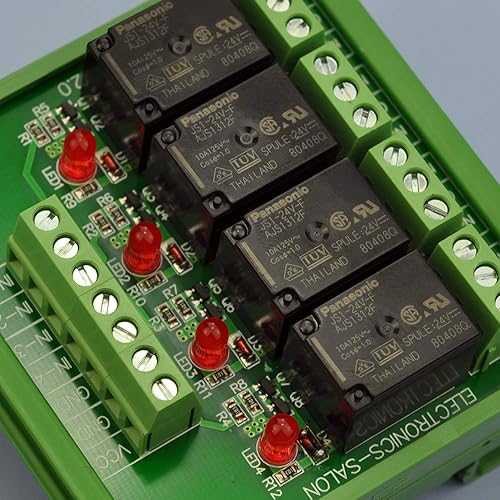 Miniatura 3 de Electronics-Salon Montaje en carril DIN 4 SPDT Módulo de interfaz de relé de potencia de 10 amperios, versión DC 24V.