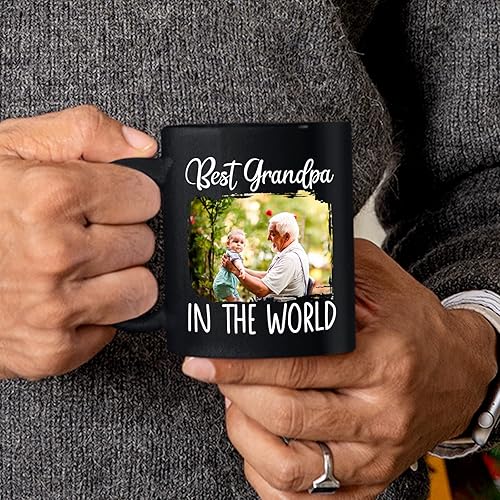 Miniatura 9 de Regalo para abuelo, taza personalizada para abuelo, taza de café de cerámica negra de 11 onzas, 15 onzas