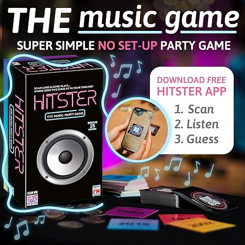 Miniatura 2 de Fotorama Hitster Jumbo Edition El mejor juego de cartas para fiesta de cuestionarios musicales para adultos y familias, de 2 a 10 jugadores a partir