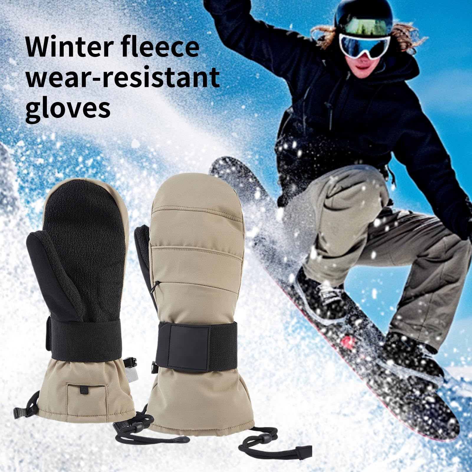 Guantes De Invierno Para Hombres | Guantes Térmicos Sensibles Al Toque,Muñequera Forro Polar Guantes De Nieve - Para Hombres Motociclismo Invierno Nieve Al Aire Libre