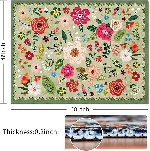 Vista 50 de Tapete para silla de oficina para suelo de madera dura y azulejos, tapete bohemio floral de 36 x 48 pulgadas para silla de computadora de oficina
