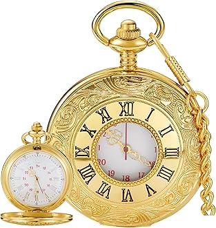 Roman Numerals Scale Quartz Pocket Watches with Chain Christmas Graduation Birthday Gifts Fathers Day