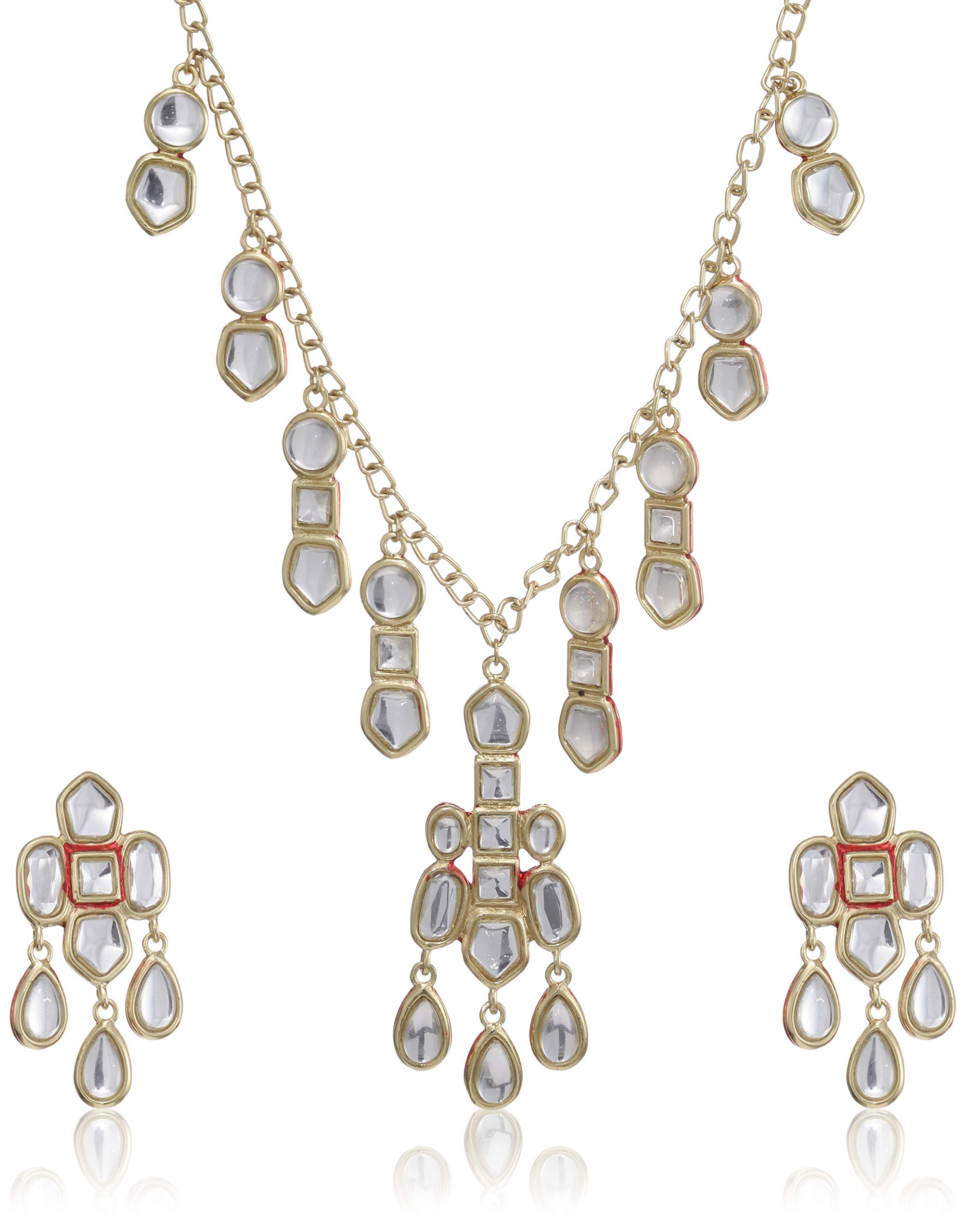 Estele 24Kt Gold Plated Alloy Kundan Necklace Set with Earrings for Women (B08D8SGYRR) Amazon Price History, Amazon Price Tracker