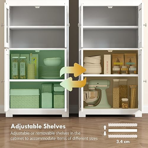 Miniatura 6 de HOMCOM Buffet pequeño de 63 pulgadas con gabinete, despensa de cocina de 4 puertas, armario de almacenamiento independiente con estante ajustable