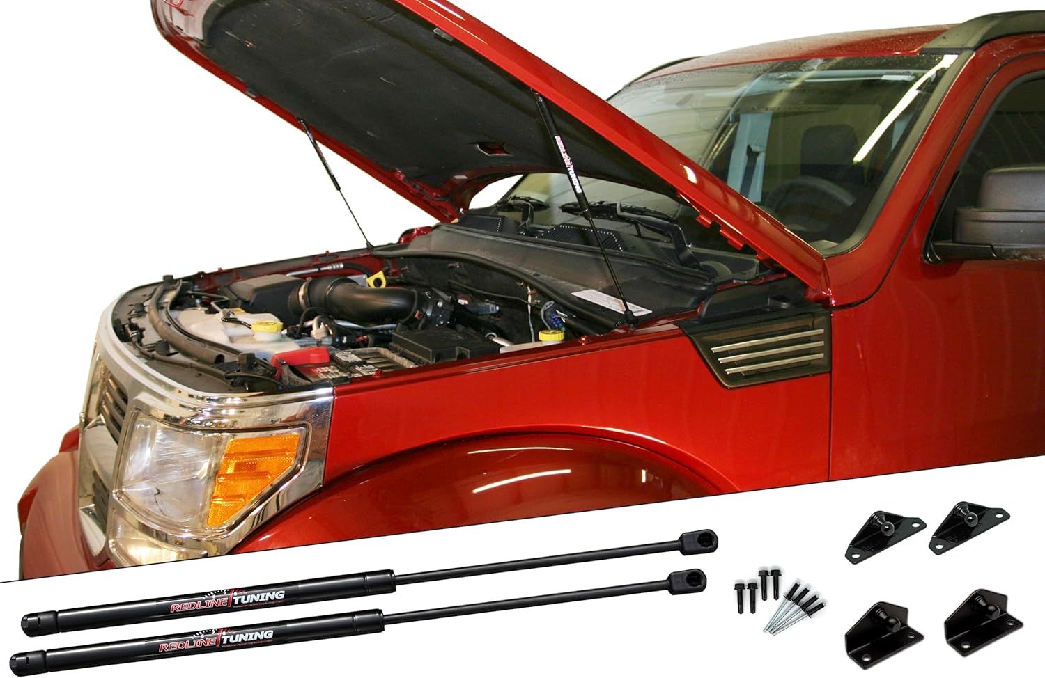 Redline Tuning 21-22006-02 Hood Quicklift Plus System Compatible with Dodge Nitro 2007-2011 (All Black Components)