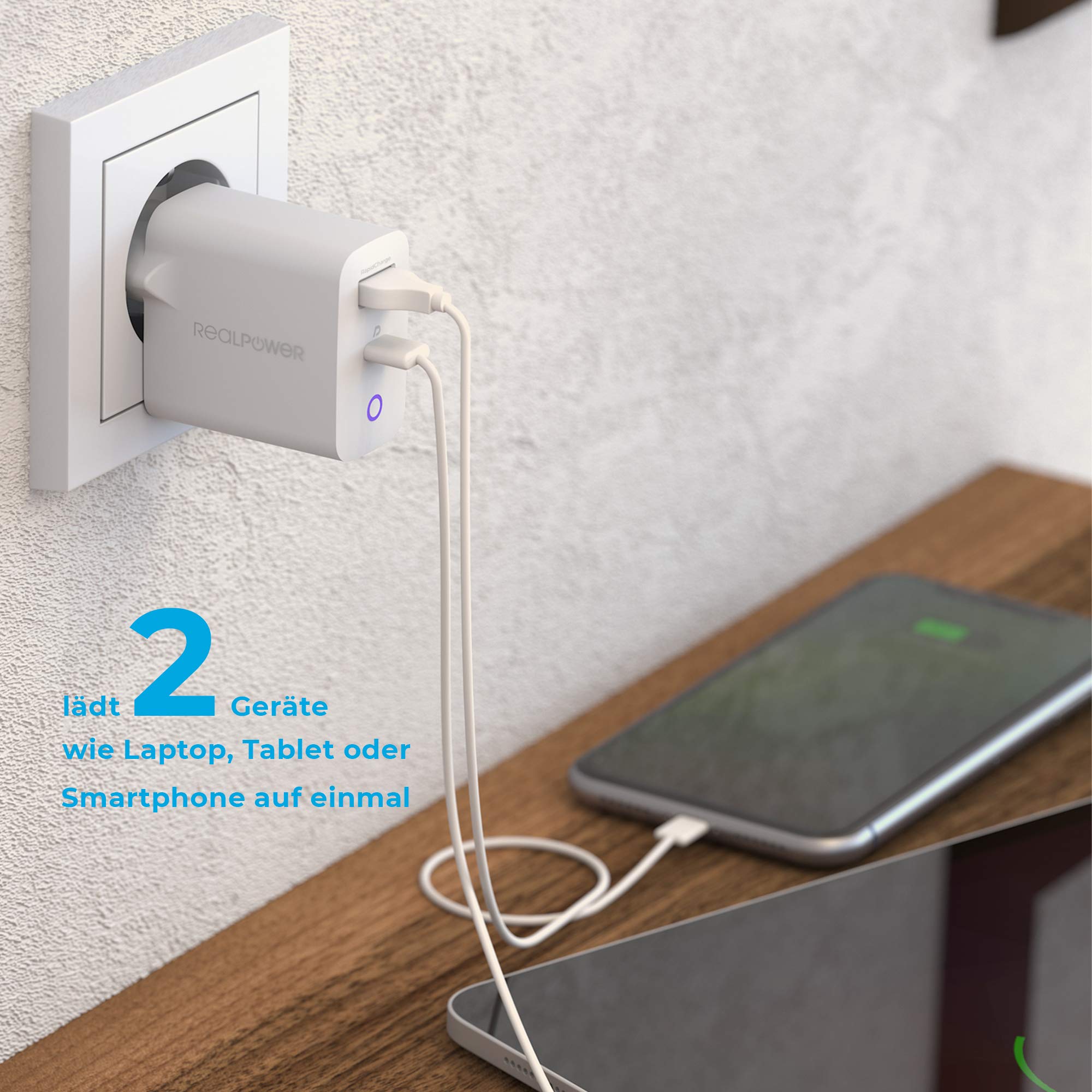 CARGADOR DE PARED REALPOWER PC-65 GAN