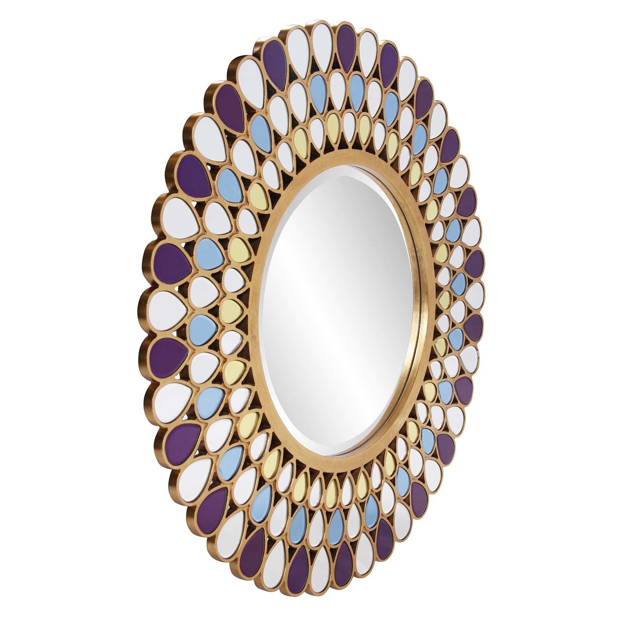 Howard Elliott Grace Hanging Round Wall Mirror, Jewel Inspired, 40 Inch, Decorative Focal Point Circle Fashion Mirrors for Home, Living Room, Entryway, Hallway or Any Room