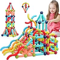 COUOMOXA Magnetic Building Blocks for Toddlers 3-5: 42pc STEM Montessori Toys - Safe ABS Sticks & Balls for Kids Boys Girls