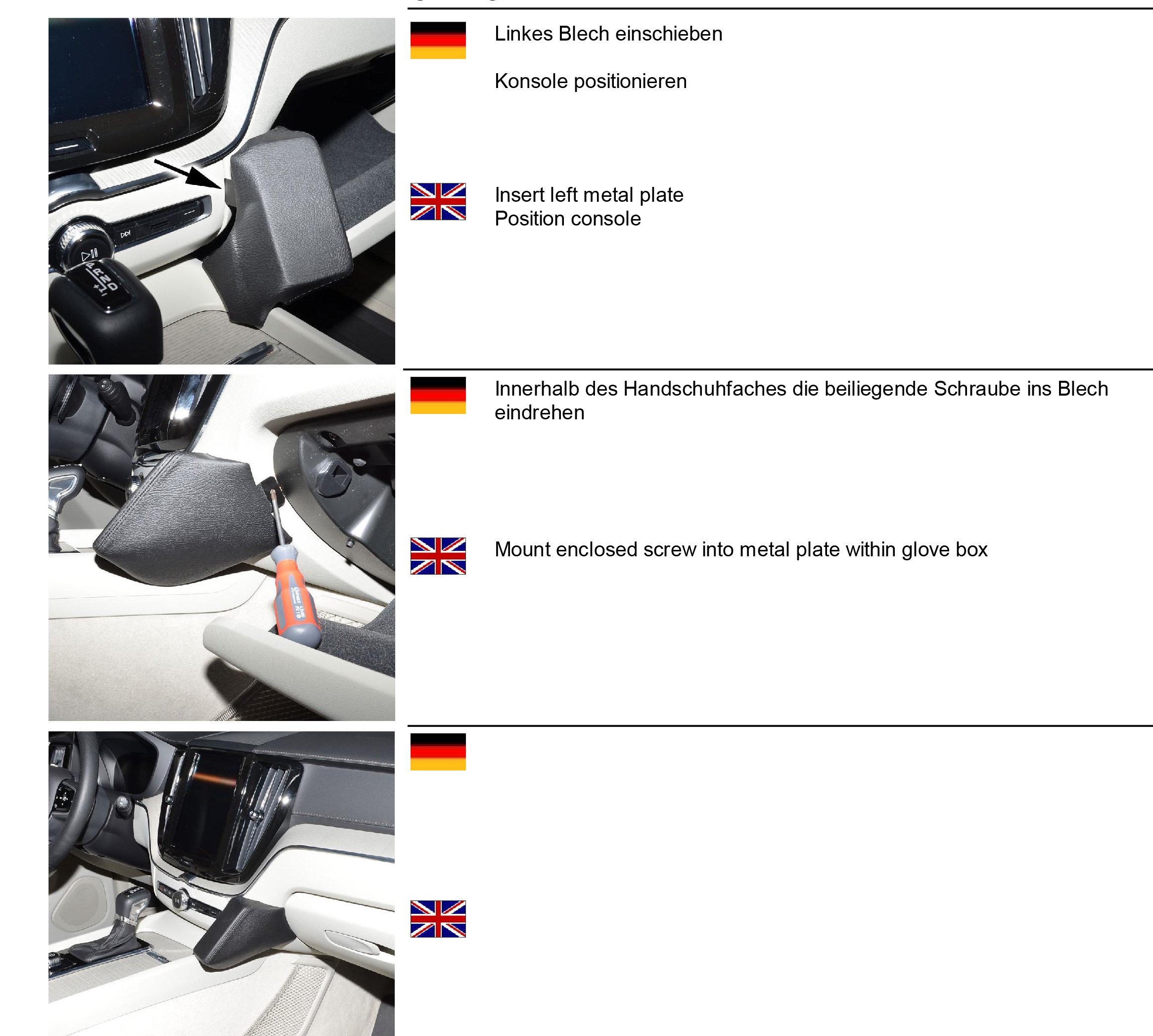 KUDA 2970 uchwyt z prawdziwej skóry czarny do Volvo XC 60 od 07/2017