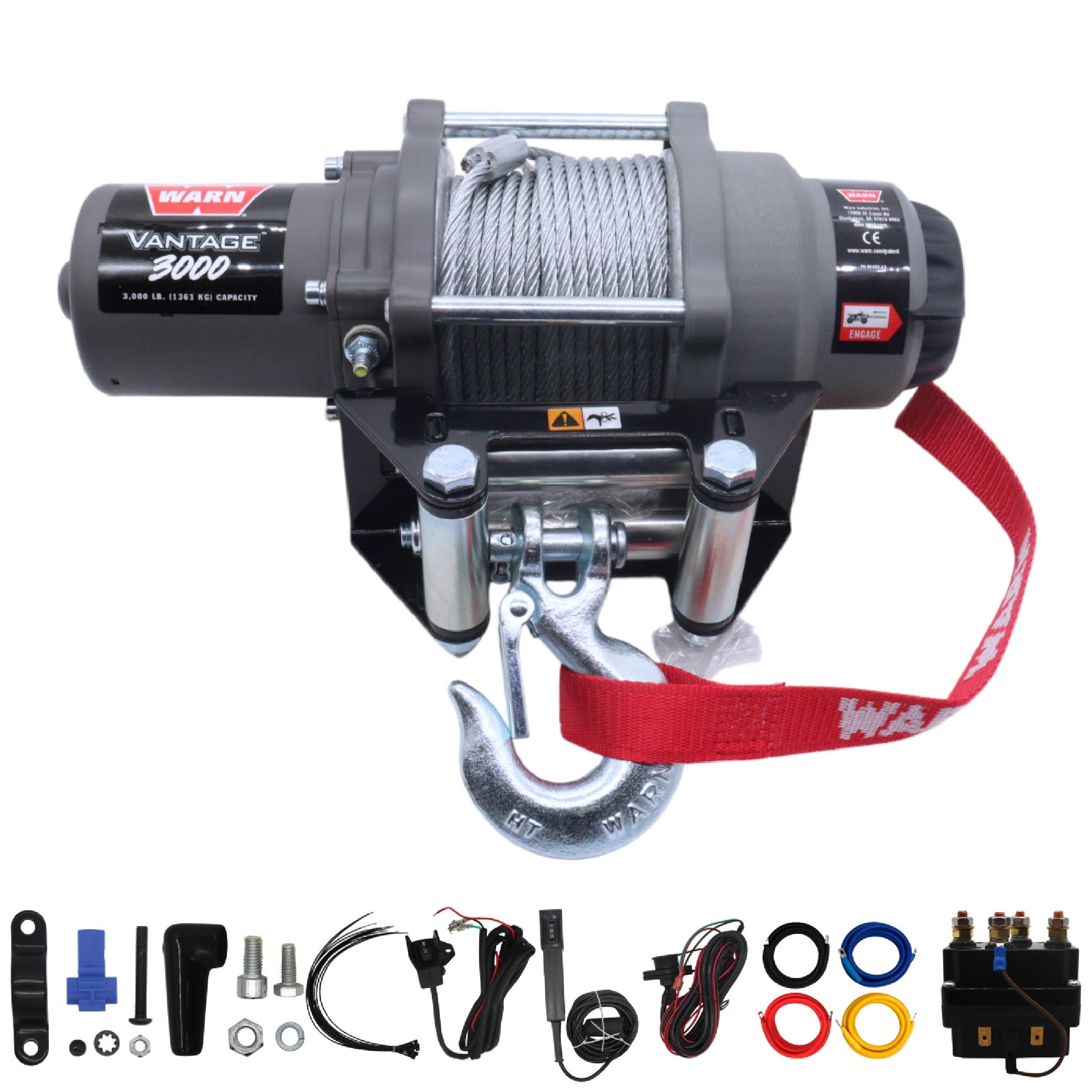 WARN Vantage 3000 12V DC ATV &amp; UTV Winch with Corded Remote (108213)