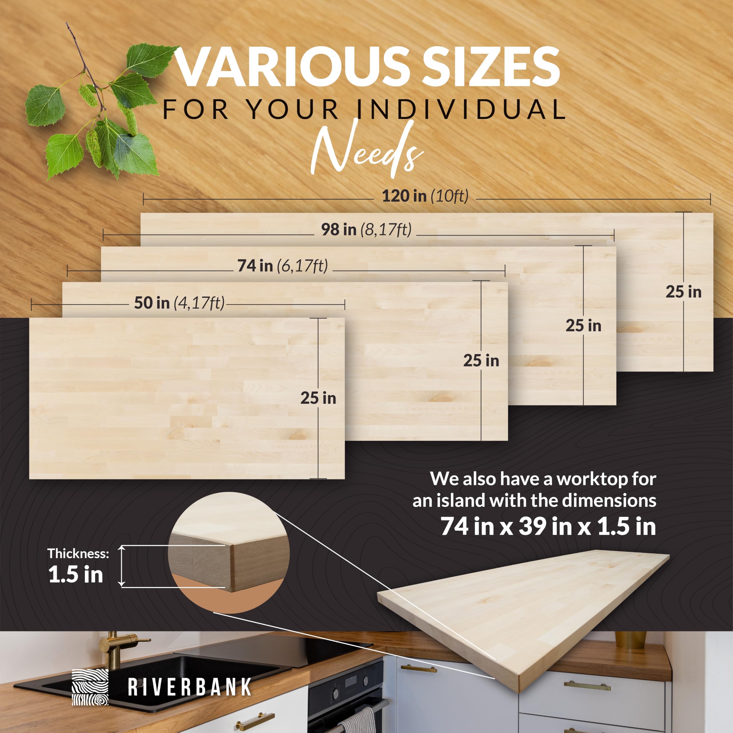 mochidom Natural Wood Counter butcher block countertop – SBMTX