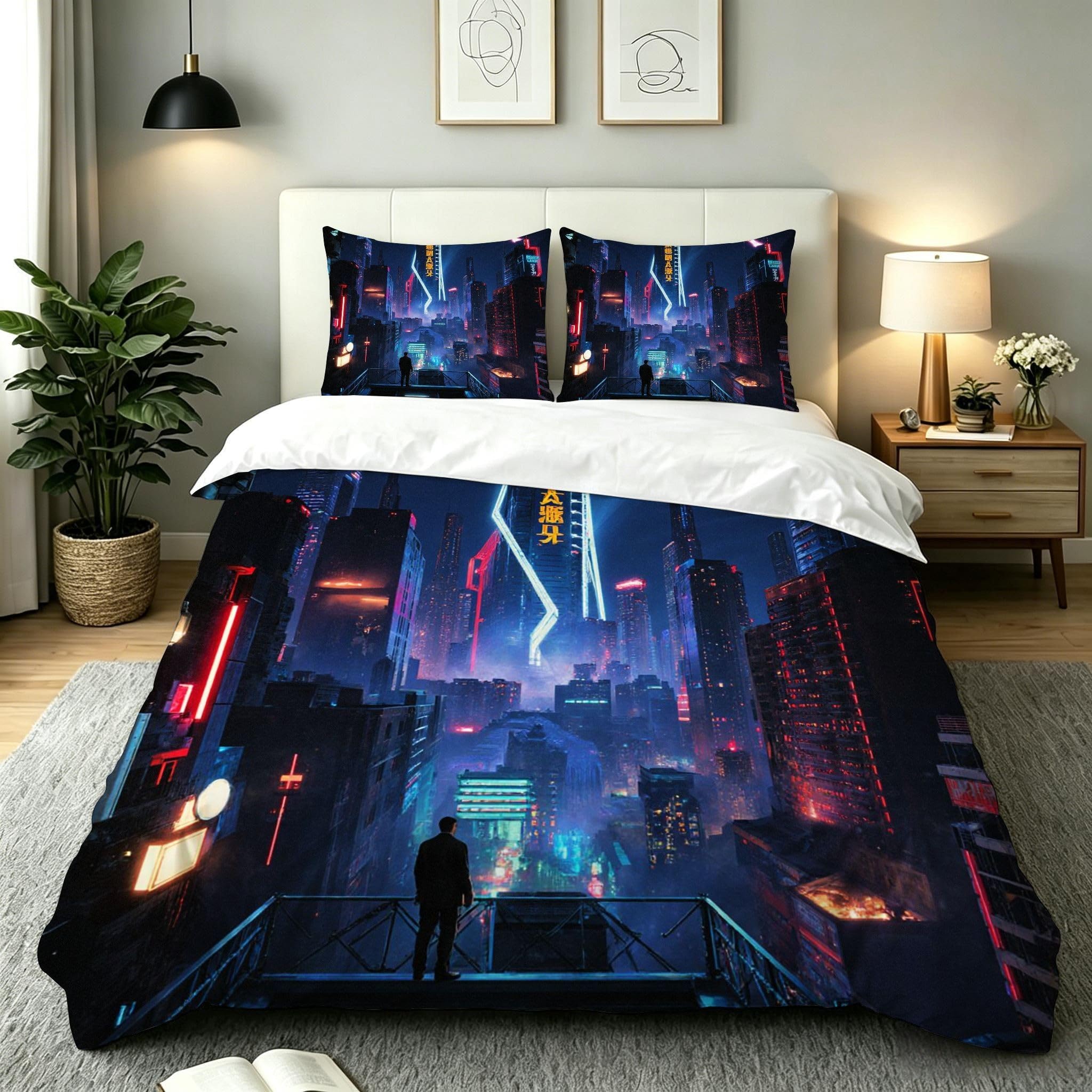 Parure de lit enfant ville grise 140x200 pour transformer la chambre en un cocon urbain douillet