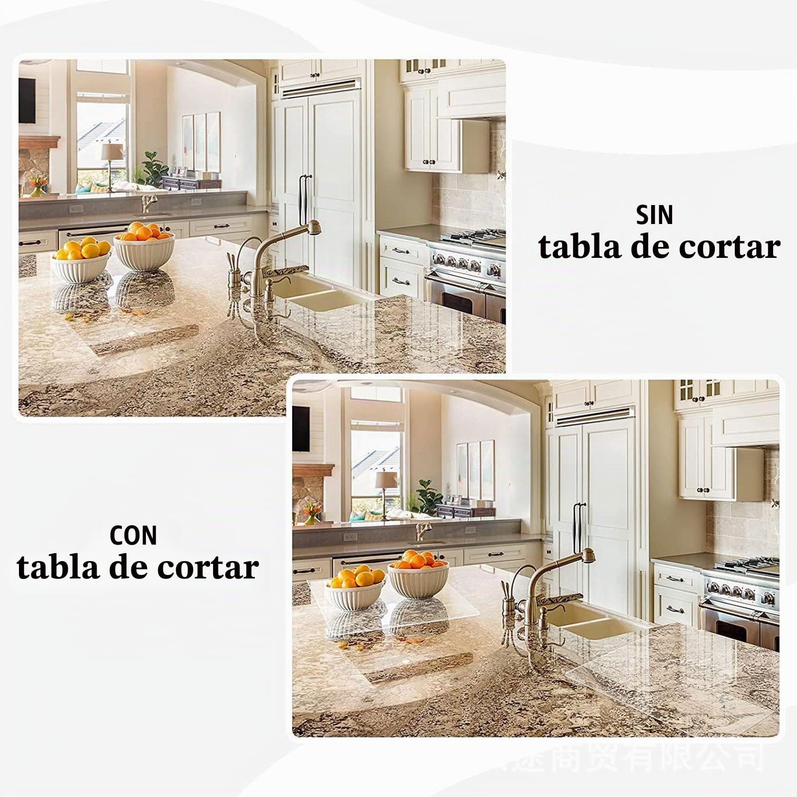 Tabla de Cortar de Acrílico Transparente con Borde para Encimera de Cocina (45 * 60cm)
