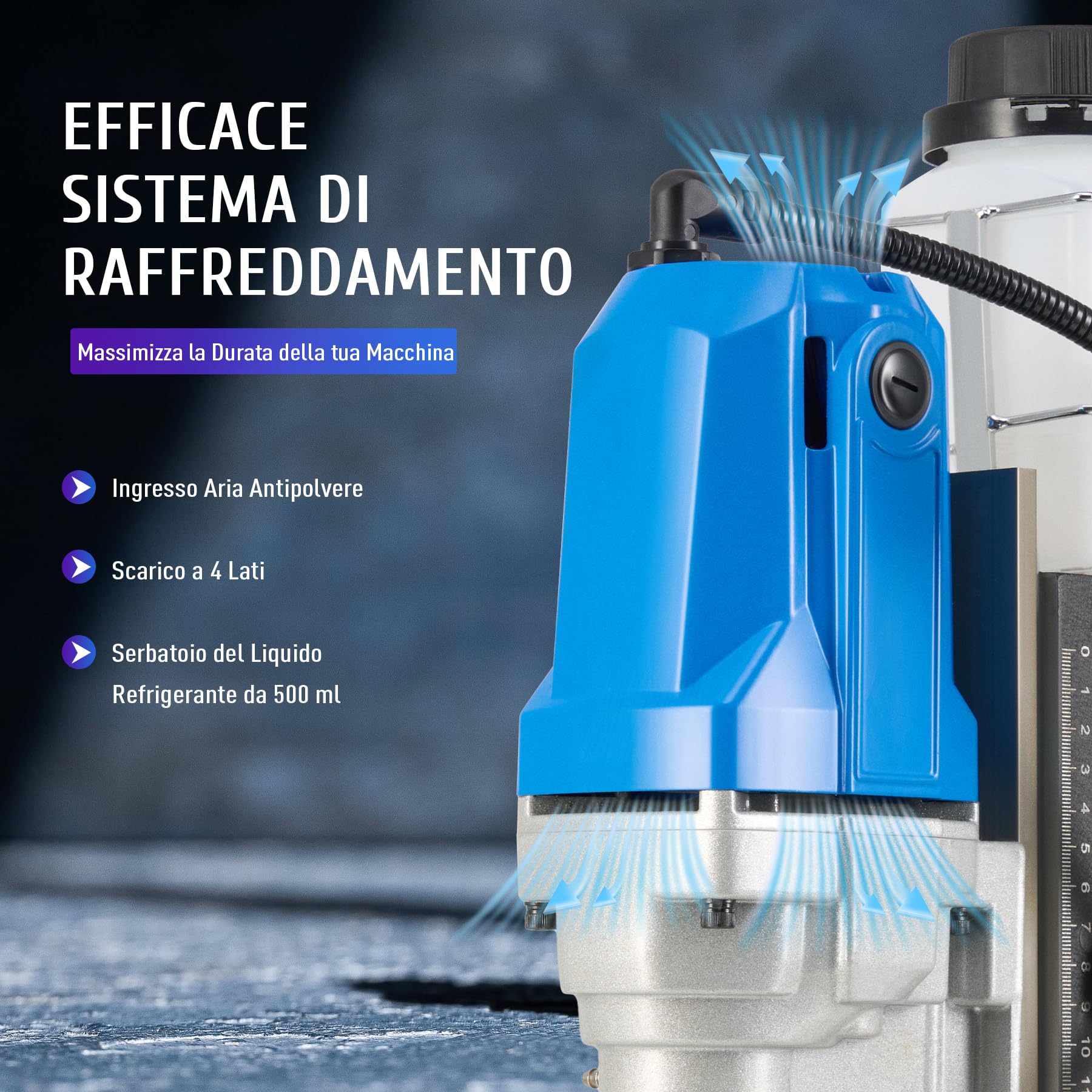 ZELCAN 1100W Trapano Magnetico Trapano Elettromagnetico Portatile 1200N Trapano Colonna Base Magnetico Elettrico Fino a 40 mm, Profondità Massima 50 mm per Uso Industriale o Domestico