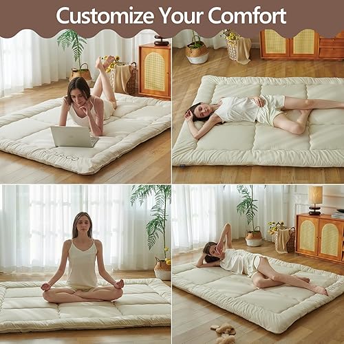 Miniatura 3 de Futón de suelo japonés completo, colchón plegable para tatami, cama plegable portátil para invitados, tapete de juego para niños, tapete de dormir