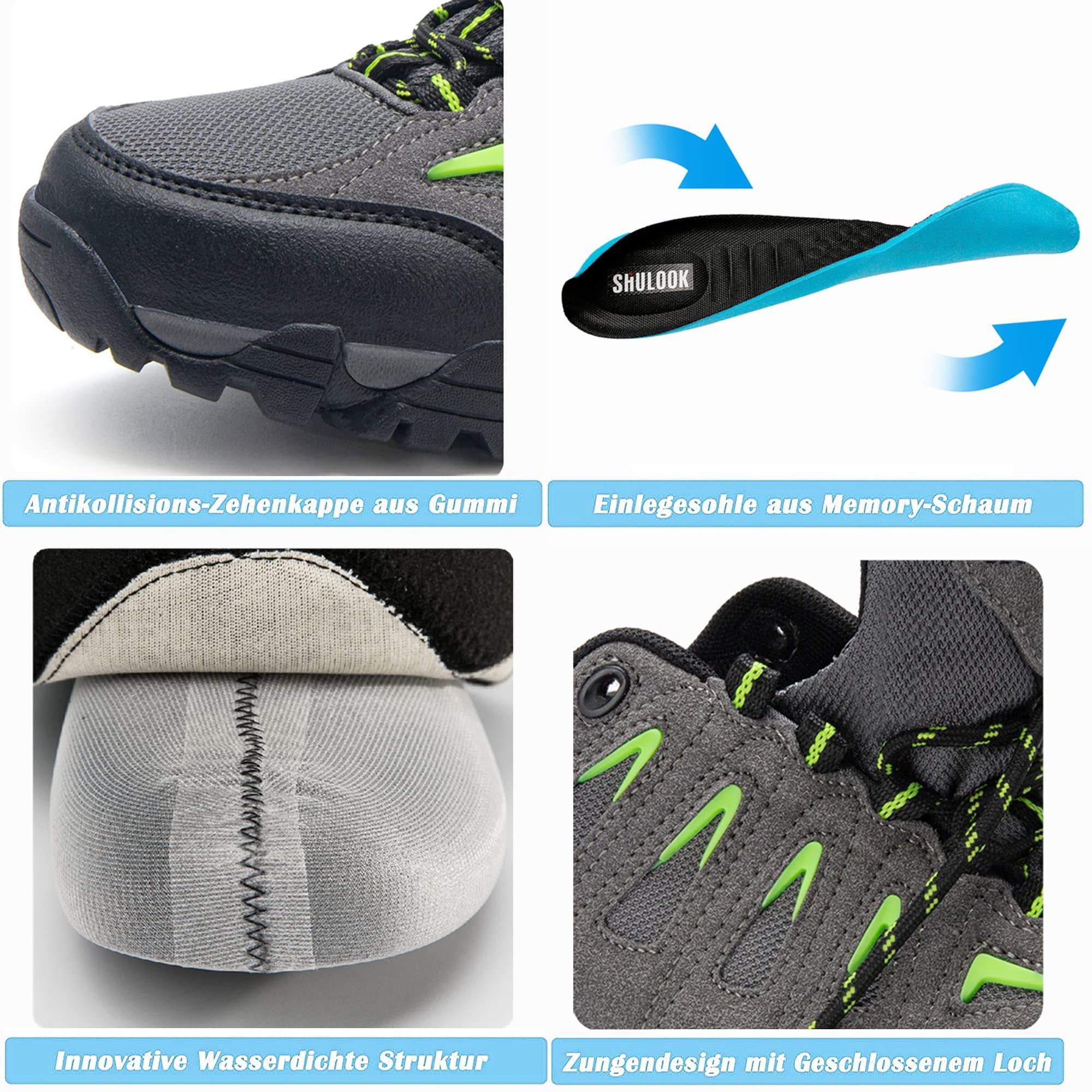 SHULOOK Wanderschuhe Herren Wasserdicht Leichte Outdoor Trekkingschuhe Knöchel Bergschuhe rutschfeste Schuhe Herren Sneaker Ultralight Sportschuhe für Camping, Wandern
