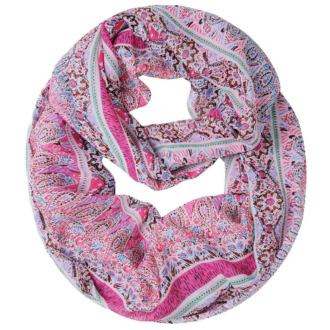 Leben Women's Rose Red Lerben® Retro Soft Chiffon Loop Infinity Scarf Wave Snood Wrap Scarves