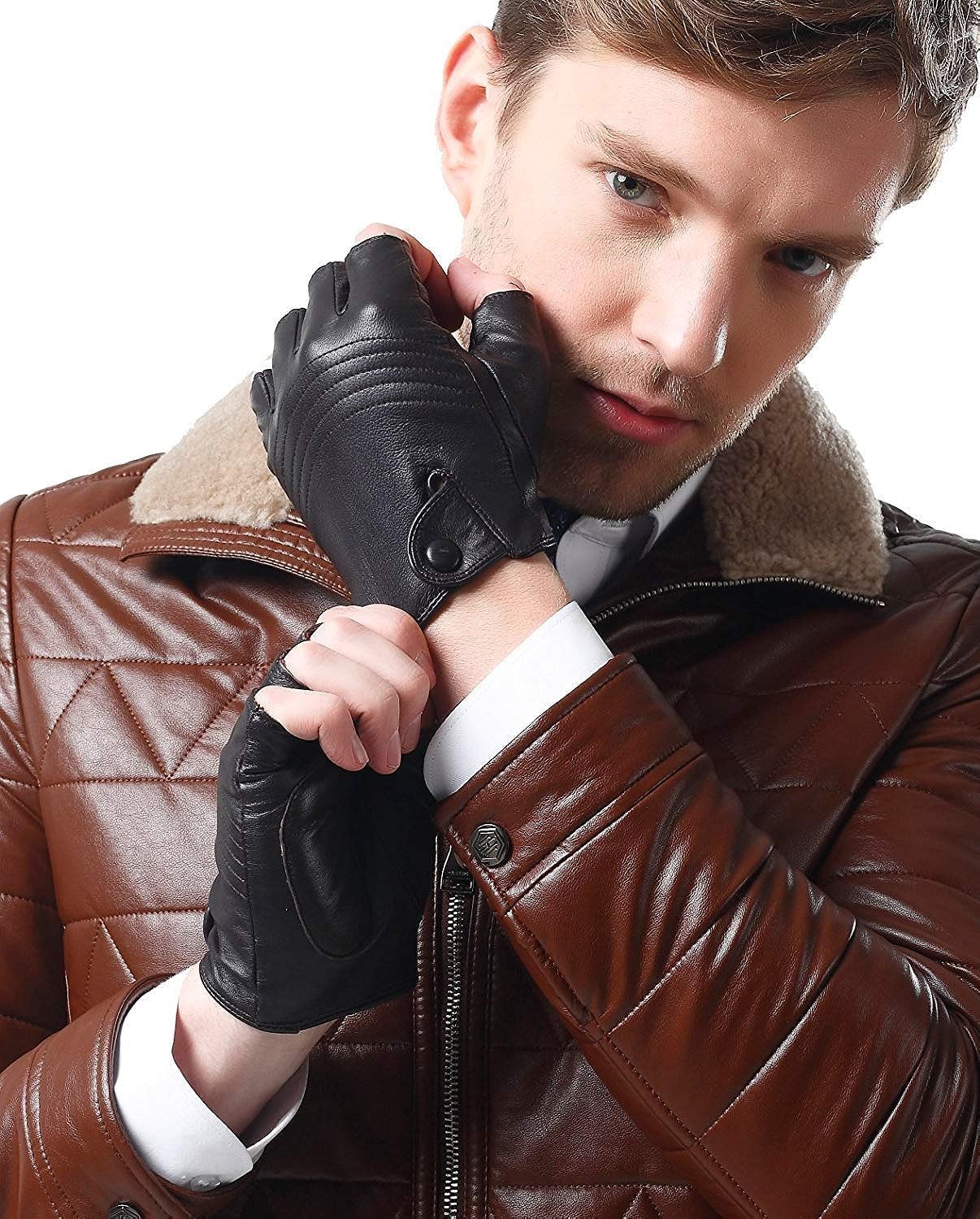 Unisex-Adult Mittens Męskie Rękawiczki Męskie Rękawiczki Zima Na Wiosnę I Nowoczesne Casual Grube Ciepłe Rękawiczki Driving Mens Fashion/Głęboki Brąz/Xl.