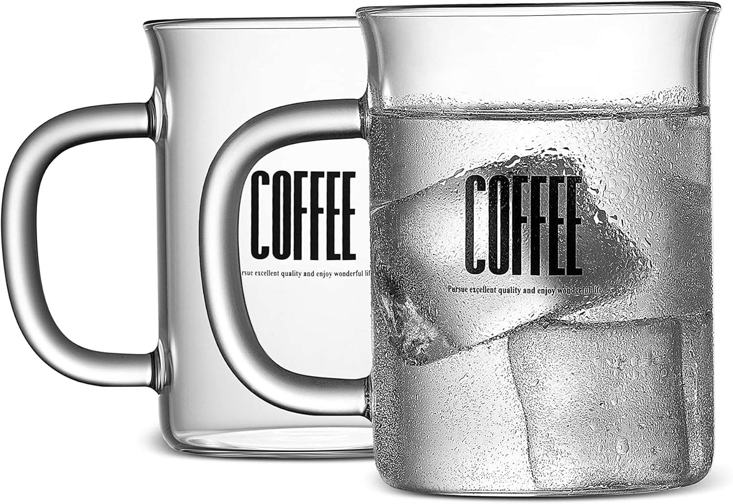 LUXU Beaker Mug(Set of 2)15 oz Borosilicate Glass Coffee Mugs with