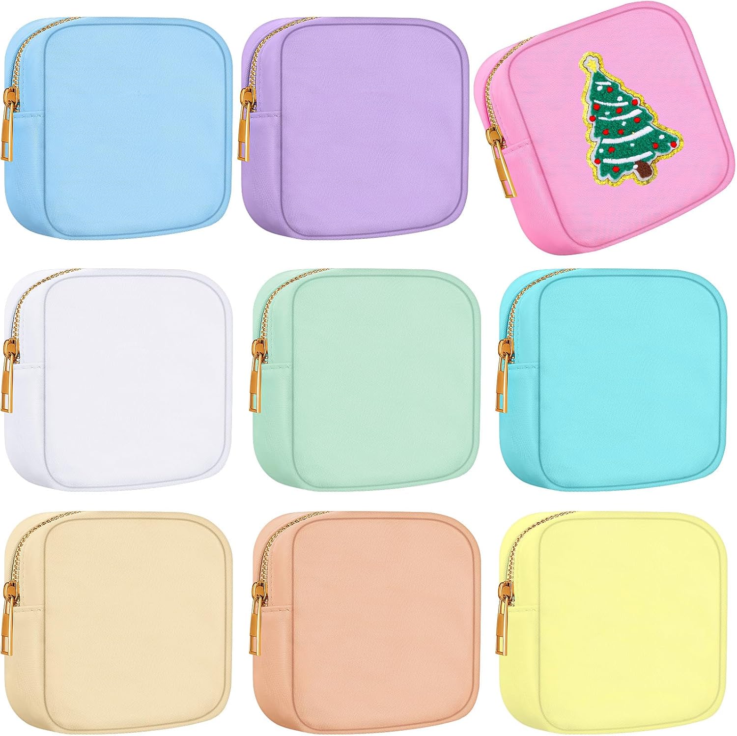 Sweetude 9 Pcs Mini Nylon Makeup Bag Mini Pouch Bag Small Nylon Pouch for Purse Zipper Cosmetic Travel Makeup Organizer Preppy Cute Waterproof for Women Toiletry Storage Graduation Gift 9 Bright Color