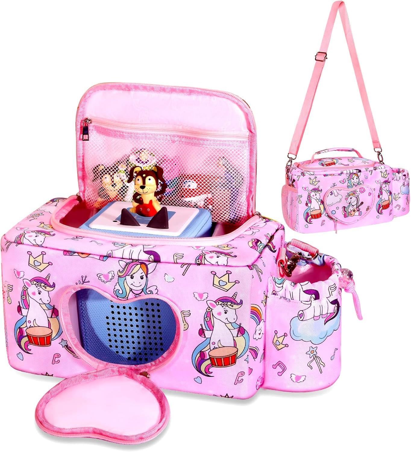 Carrying Case for Tonies, Portable Case Carrier Compatible with Tonies and Figures Characters for Tonies, Carrying Storage Bag for Tonies Christmas Gift, Headphones, Pink