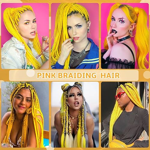 Vista 113 de Brown Braiding Hair 26 Inch Pre stretched Braiding Hair Extensions Yaki Braids Hair Hot Water Setting Synthetic Hair Colored Braiding Hair Pre 30#
