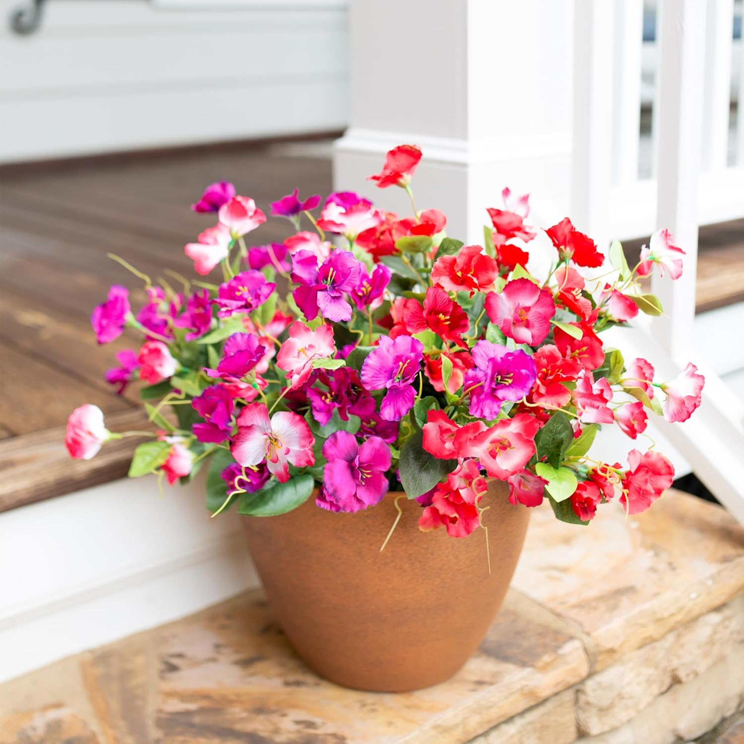 Hibiscus Artificial Flowers Plants for Outdoors Summer Decoration, 6 Bundles Fake Silk Hibiscus Bouquet Realistic UV Resistant Tropical Flowers Artificial for Outside Planter Front Door Porch Patio - Image 7