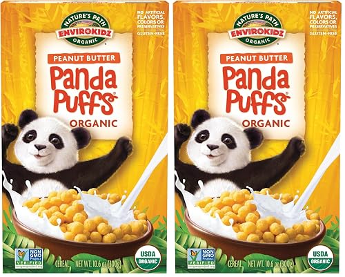 EnviroKidz Organic Panda Puffs Cereal, Peanut Butter, Gluten Free, Non-GMO,