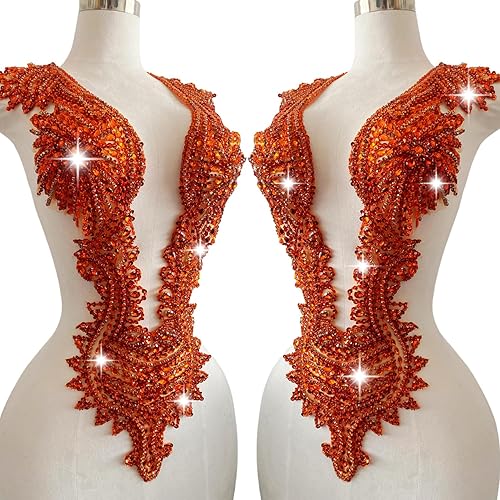 Vista 9 de Apliques hechos a mano de cristal en encaje, cuentas de diamantes de imitación de costura, parches de lentejuelas, accesorios de decoración de lujo