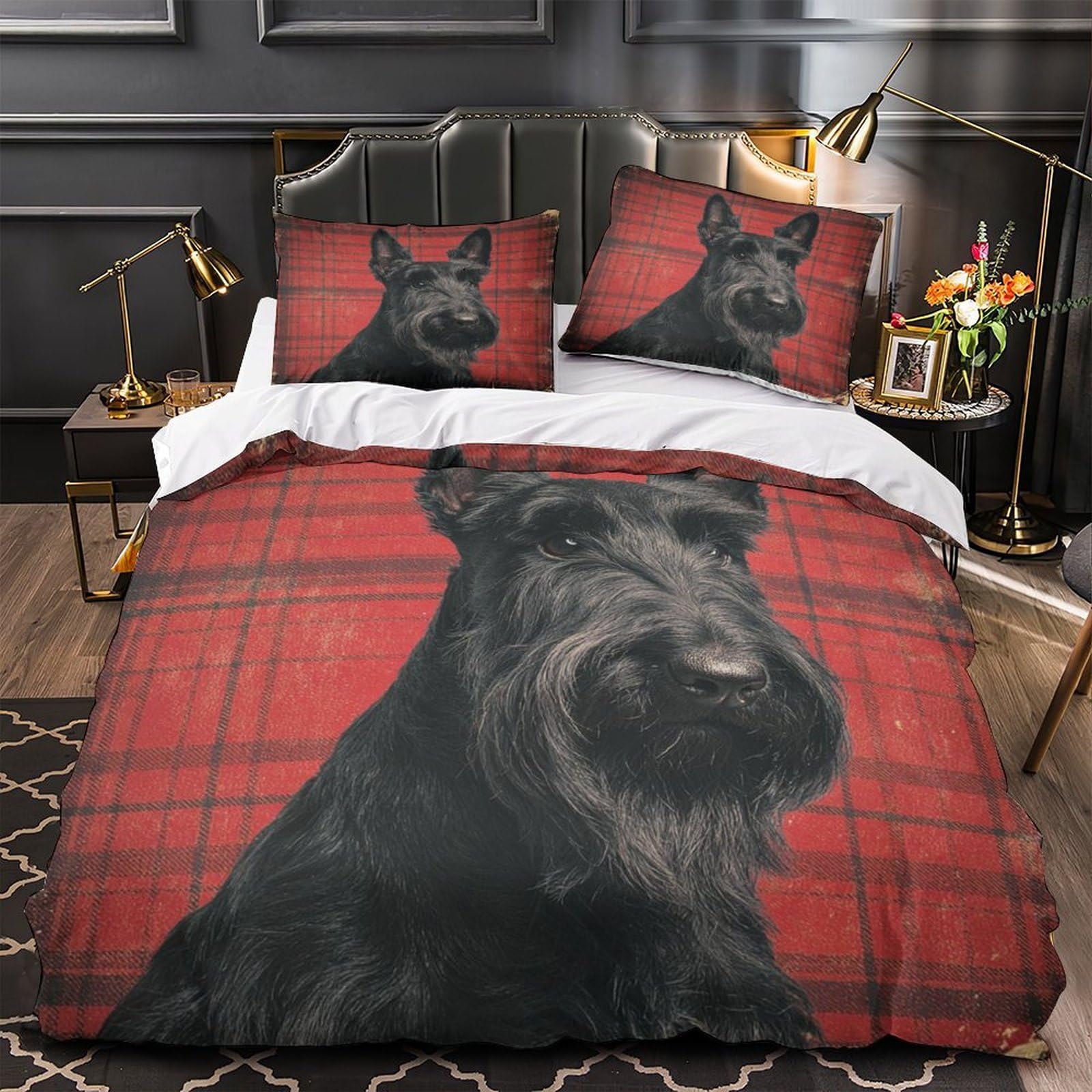 Linge de lit Schnauzer pour chambre d'adolescent et garçon grand lit Super King