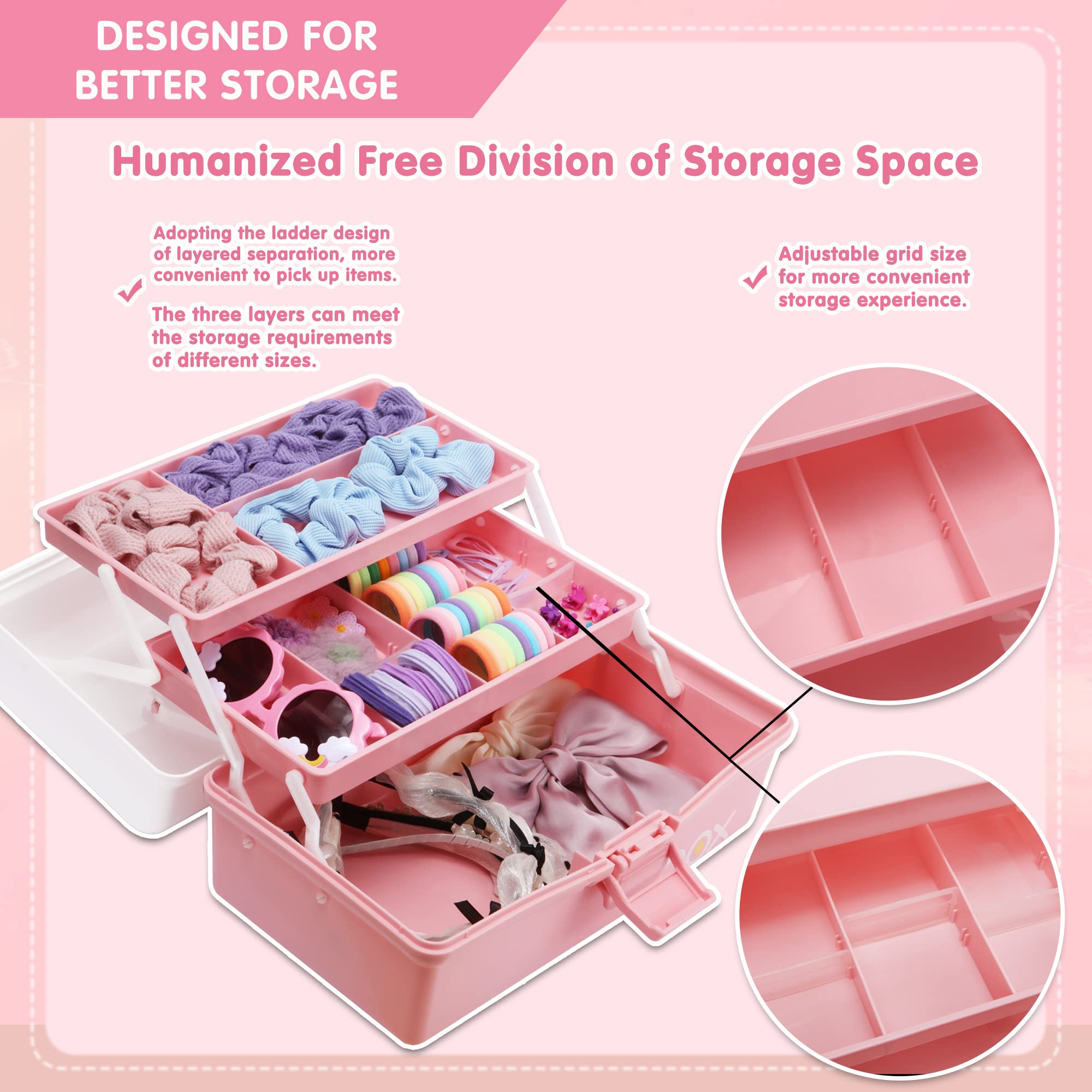 RainbowBaby Boîte De Rangement Empilable à 3 Niveaux – 18 Compartiments Réglables – Petite Boîte En Plastique Pour Accessoires De Couture, Jouets Pour Enfants, Bijoux, Perles, Loisirs Créatifs