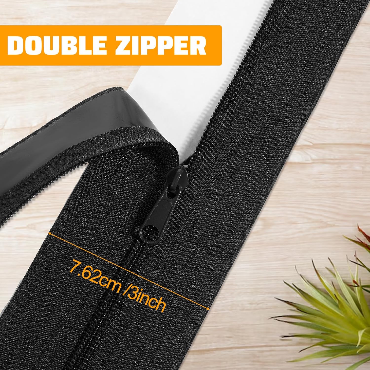 4 Roll Heavy Duty Zipper 3 in x 7 Ft Zipper Door Tape Self-Adhesive for Dust Barriers, Greenhouses, Construction Sites