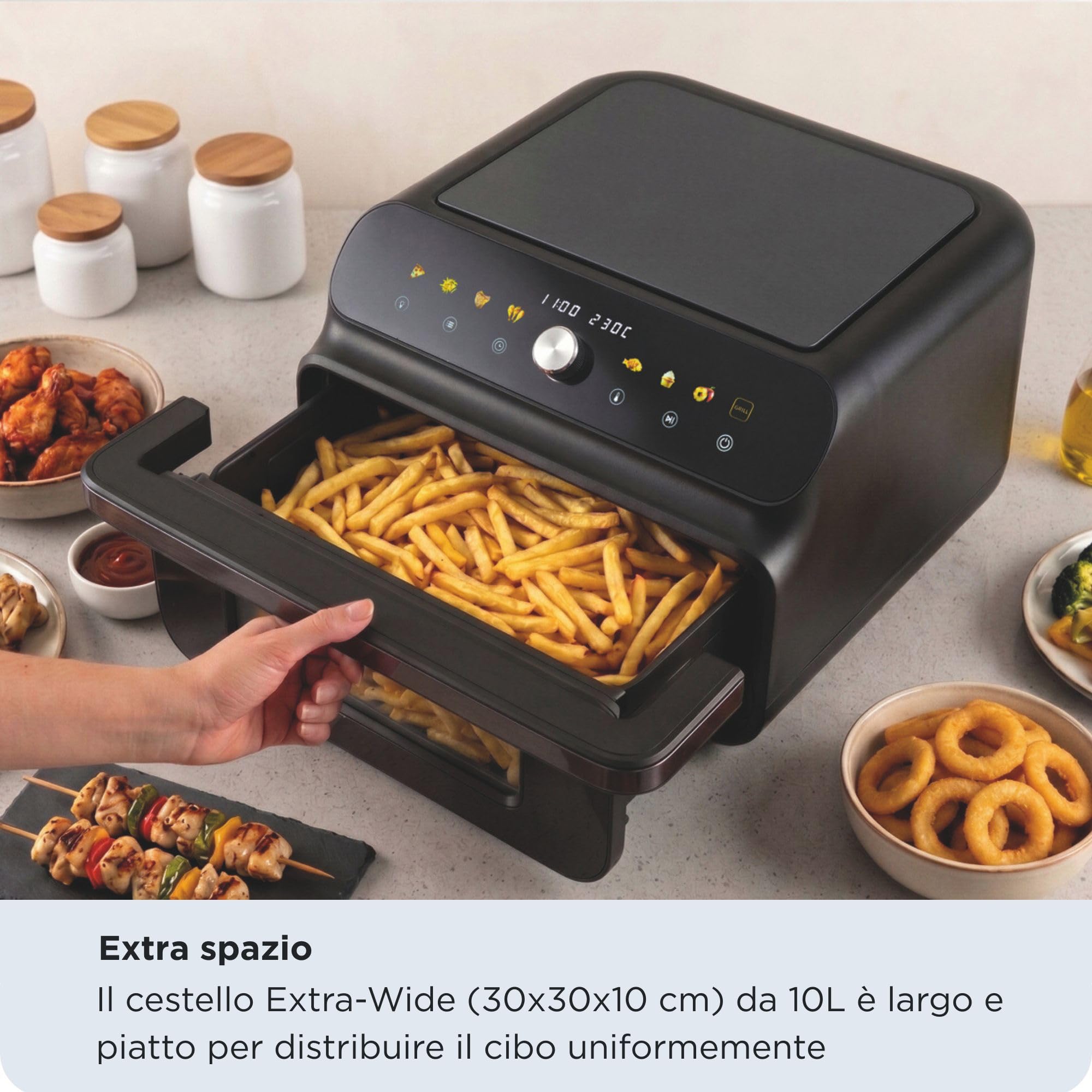 Ariete 4649 Air Fryer + Grill Pizza Oven, Friggitrice e Forno 10L 2000W