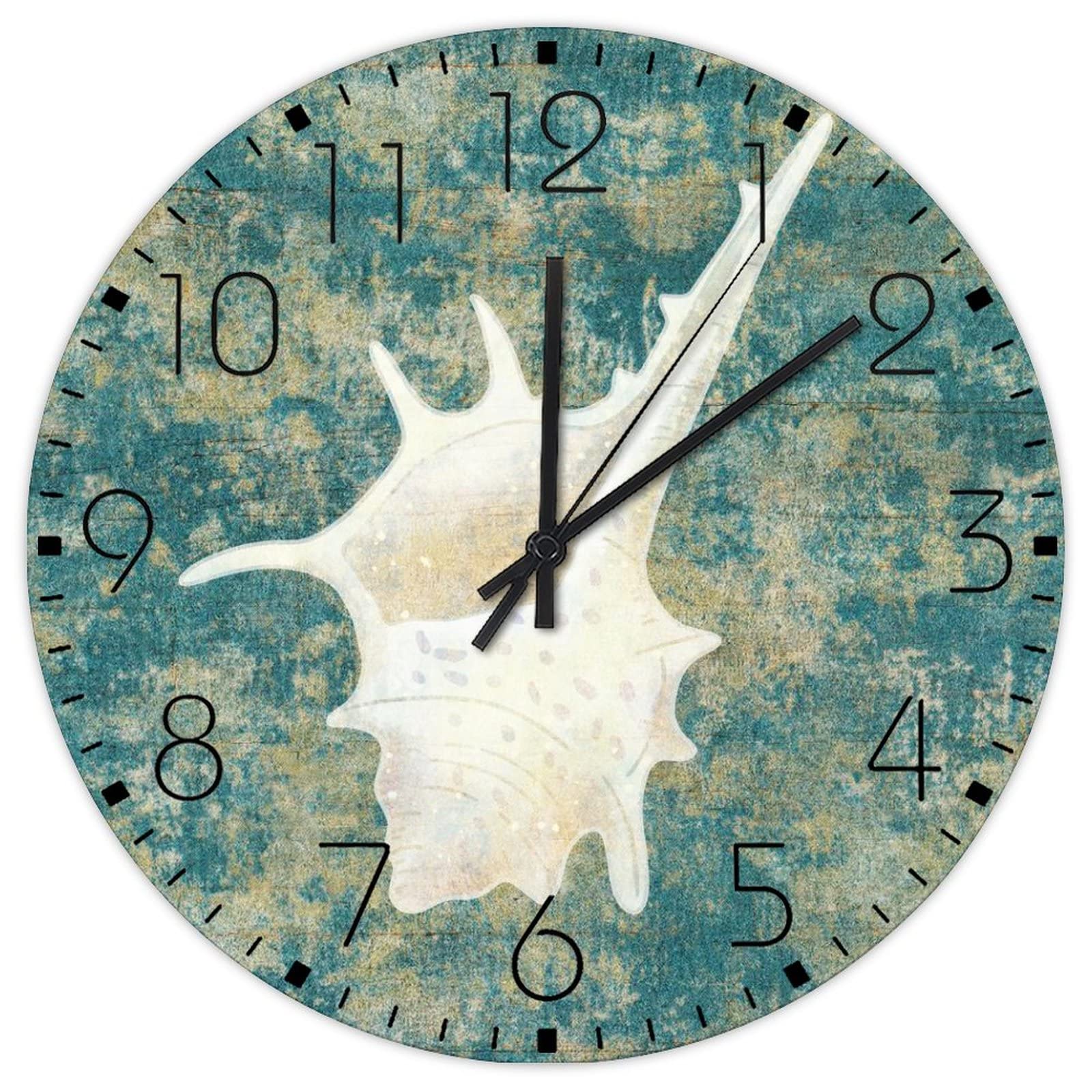 Horloge murale en bois silencieuse 38 cm thème mer pour calmer l'ambiance de bébé