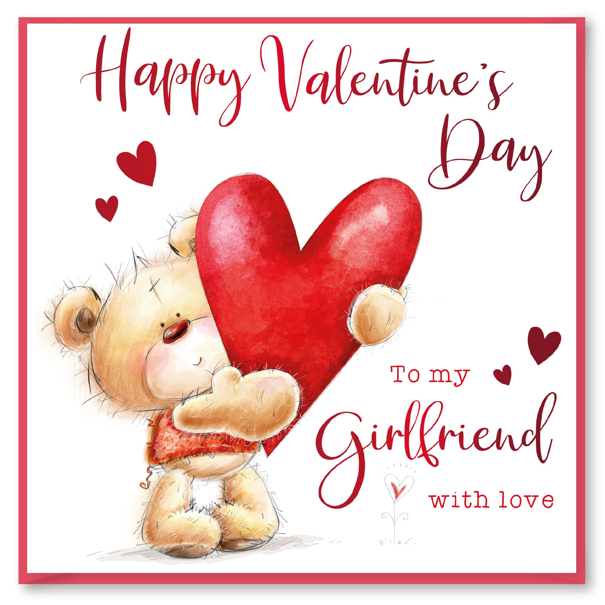 Design By Violet Happy Valentines Day To My Girlfriend Greeting Card Valentines Day Card For Girlfriend Love Blank Inside With Red Envelope Cute Bear Design 15cm x 15cm