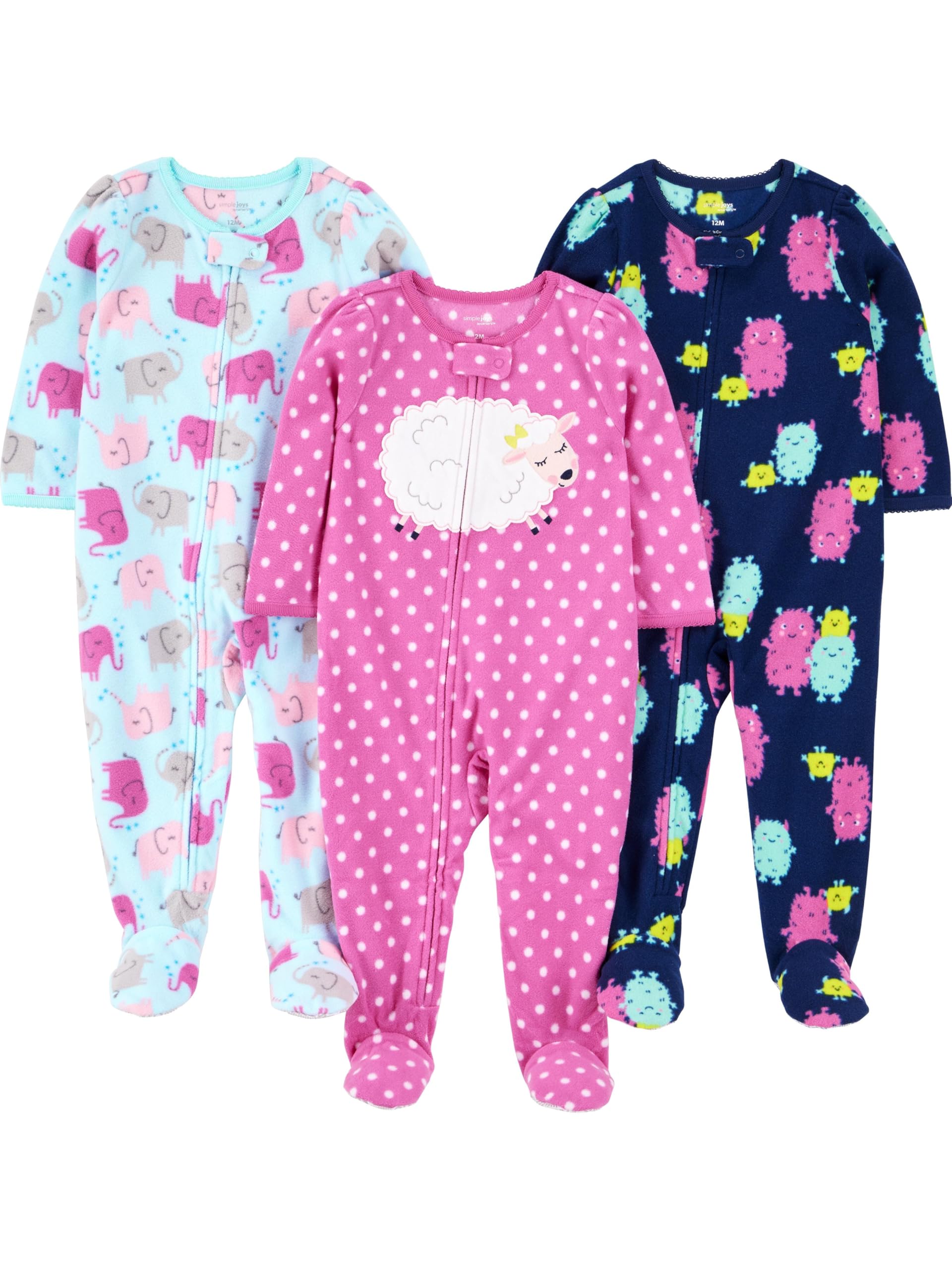girls Loose-Fit Flame Resistant Fleece Footed Pajamas