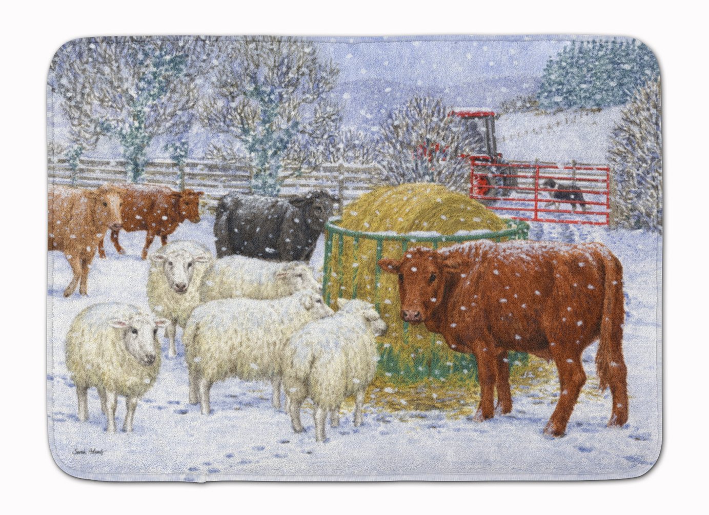 Tapis de sol imprimé animalier paillasson intérieur multicolore motif campagne 48x68 cm