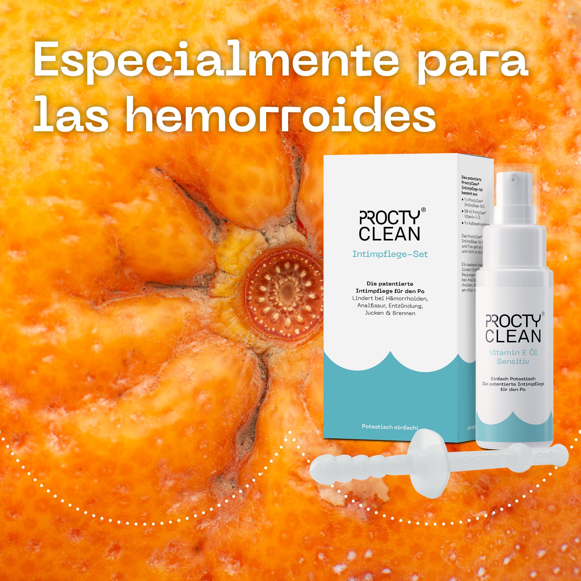 Kit de higiene íntima ProctyClean: Patentado! Alternativa al papel higiénico húmedo. Ungüento para hemorroides y fisuras anales.