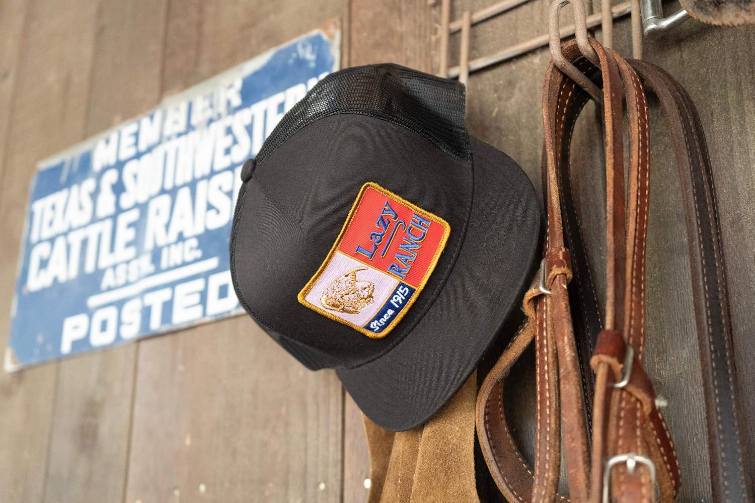 Lazy J Ranch Black Gold Texas Ranch Gold Patch Classic Five Panel Trucker Hat - Adjustable Unisex Country Hats, Western Hats for Men - Image 5