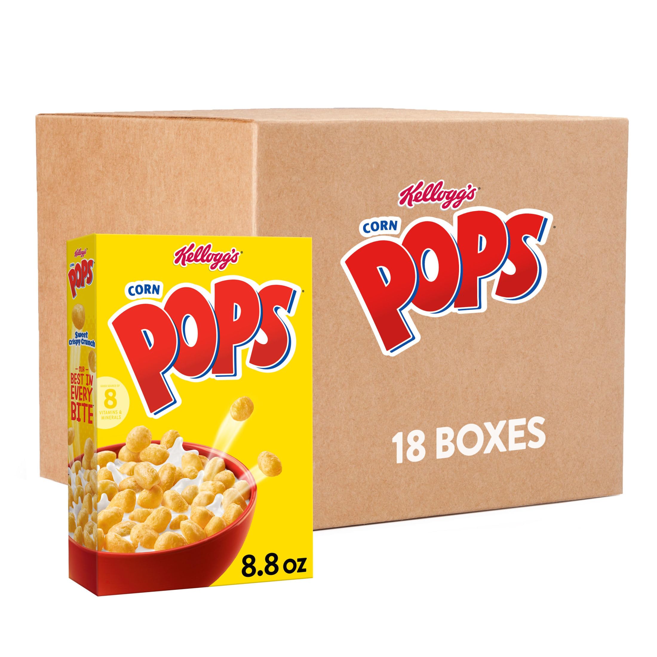 Kellogg's Original Breakfast Cereal 9.9Lb 18 Count by Corn Pops – 8.8 Ounce (Pack of 18), Pack of 18, Model 00041192100383