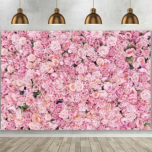 Miniatura 3 de MAQTT Telón de fondo de pared de rosa rosa rosa para el día de la madre, 72 x 60 pulgadas, para fiesta de máscaras, fondo de fotografía, fiesta de